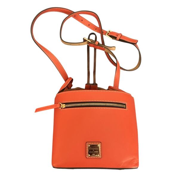 Dooney And Bourke pebble grain leather pumpkin Orange Bucket Bag drawstring - Picture 1 of 13